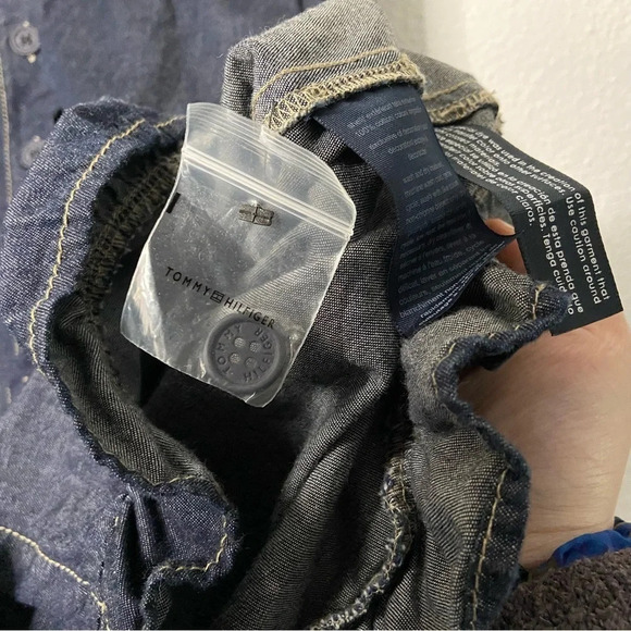 Tommy Hilfiger Denim Shirtdress Ruffle Hem NEW Size 8/10 Casual Chic Americana - Picture 6 of 16